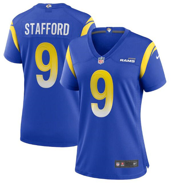Women's Los Angeles Rams #9 Matthew Stafford Royal Vapor Untouchable Limited Stitched Jersey(Run Small)